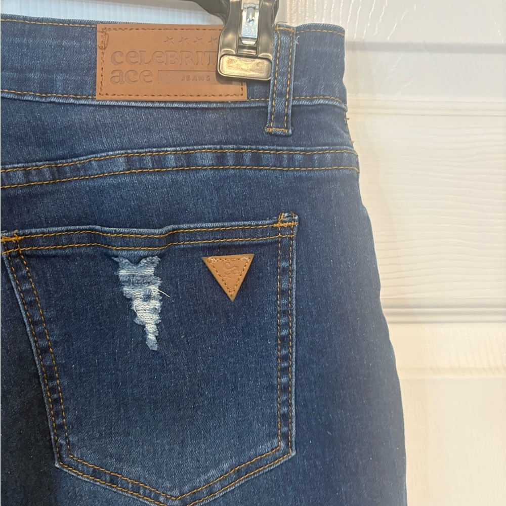 Dark Blue Flare Jeans with Distressed Details - Picture 6 of 6